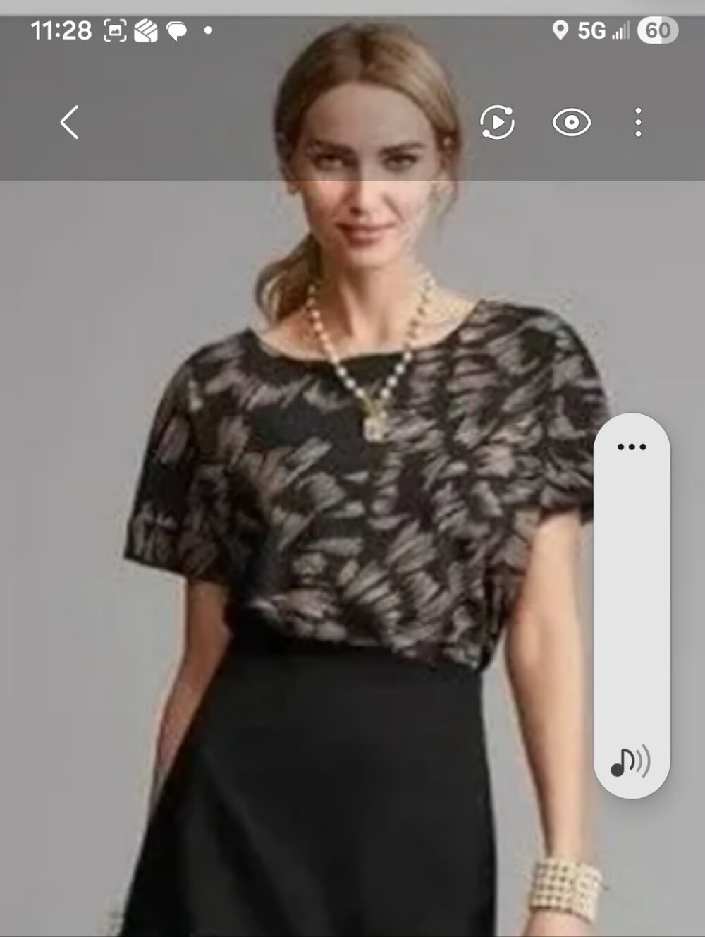 Cabi Black Abstract Print Short Sleeve Tunic/Top, Suze M